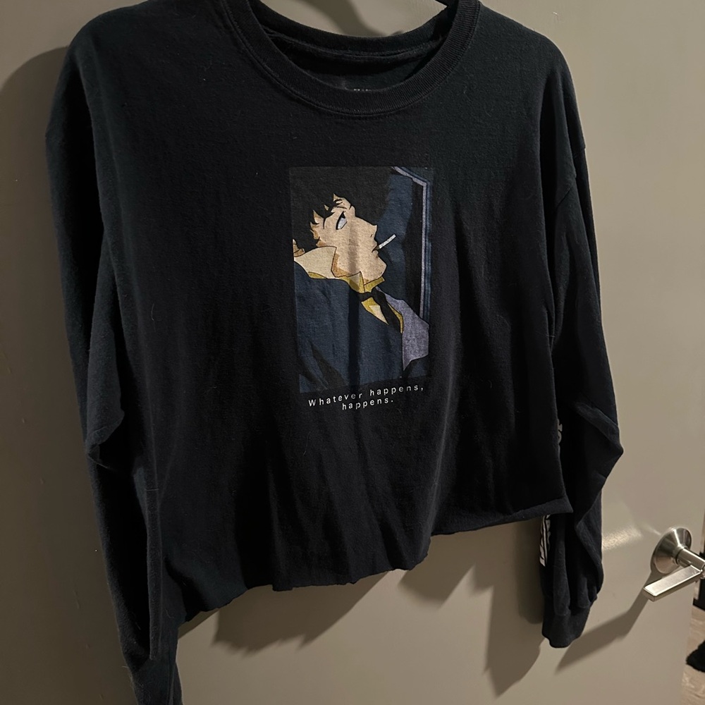 Dark Blue Cowboy Bebop Anime Long Sleeve Crop Top Spike Spiegel
